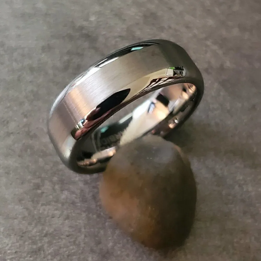 Men's Real Two Tone Silver Tungsten Wedding Ring - Two Tone Wedding Ring Guys